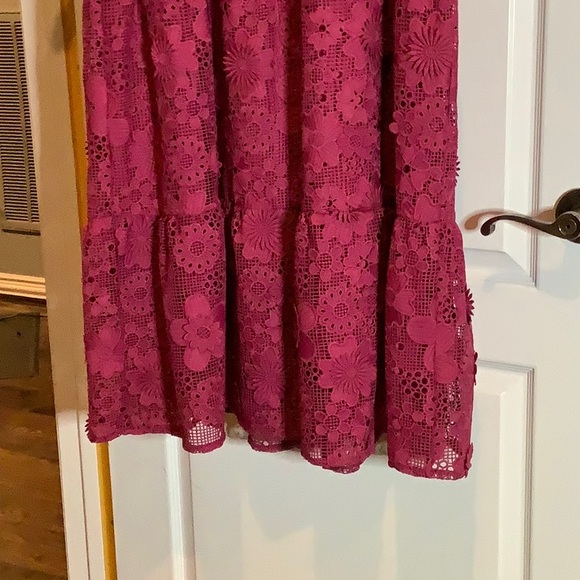 NWT ABBY GLASS medium raspberry floral appliqué dress mid length p2p 19💕 - Picture 6 of 7